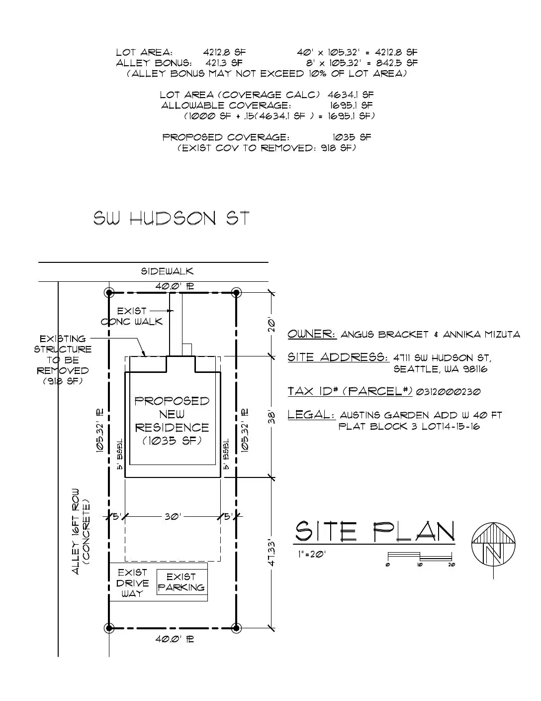 Site plan for 4711 SW Hudson St