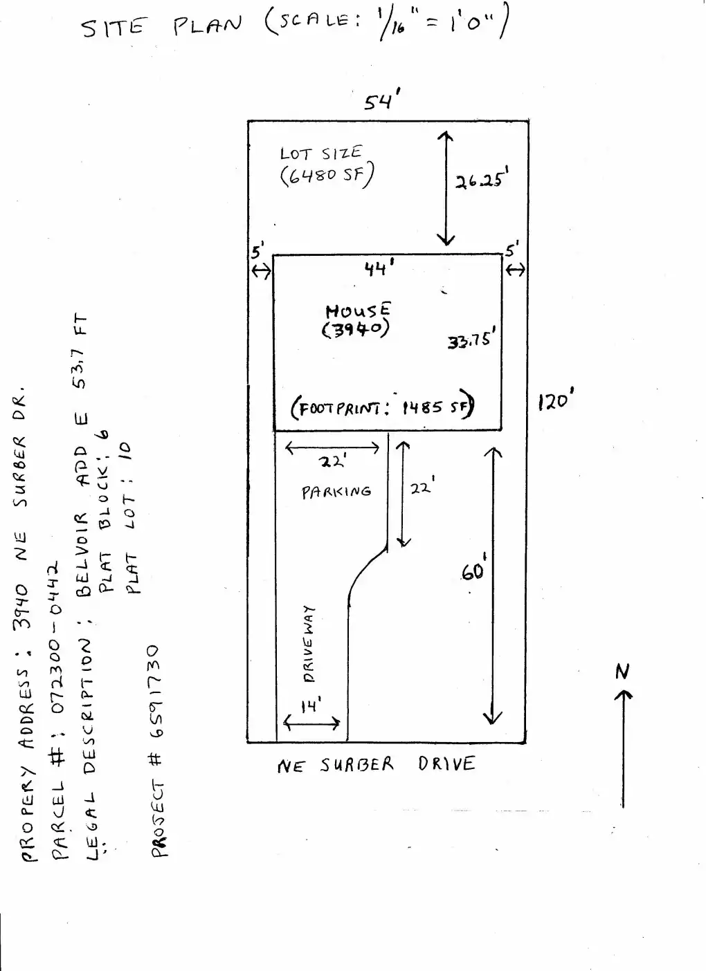 Site plan for 3940 NE Surber Dr