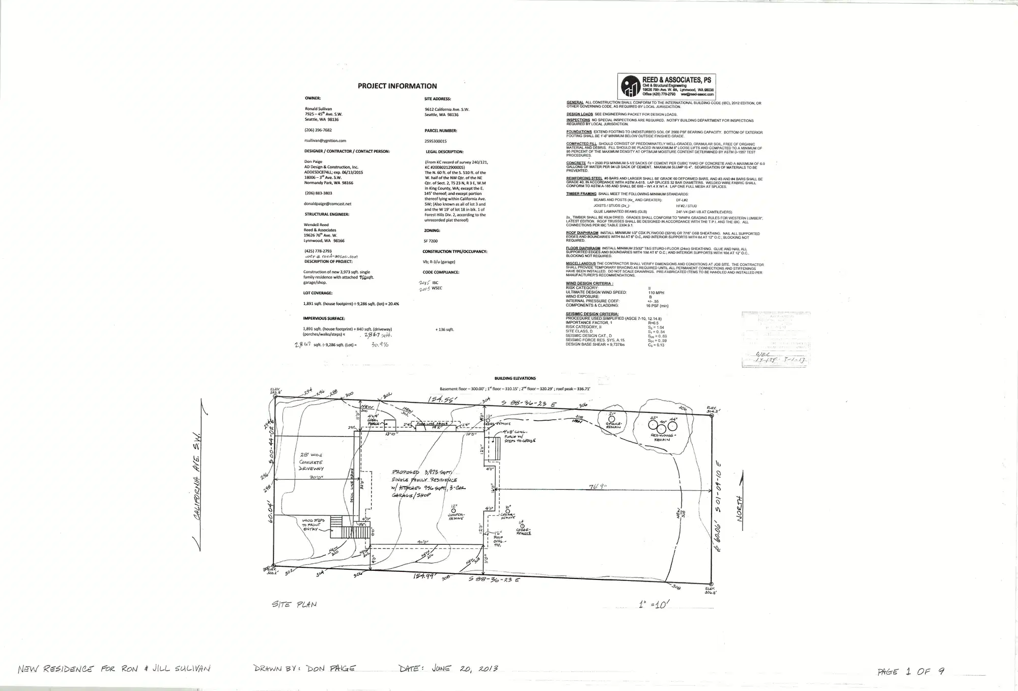Site plan for 9612 California Ave SW
