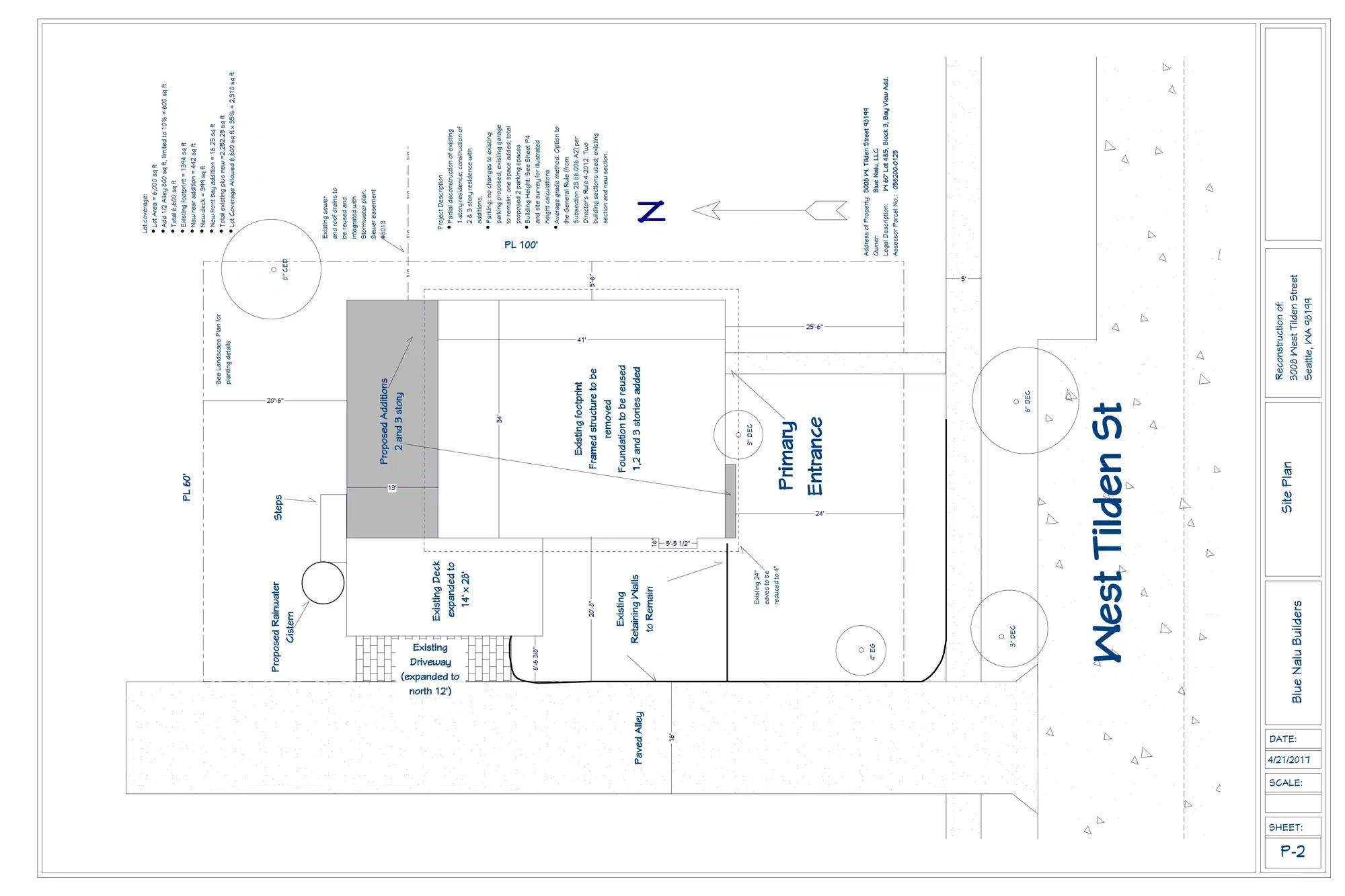 Site plan for 3008 W Tilden St