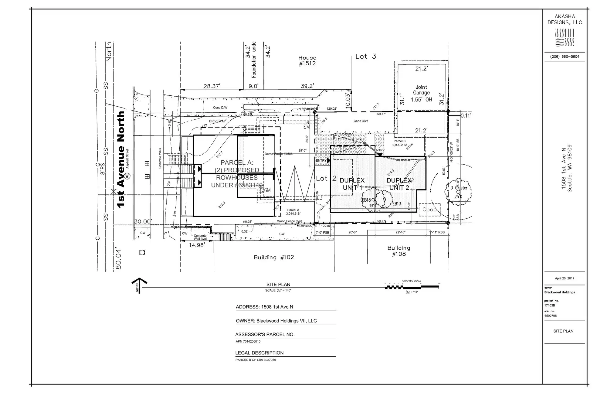 Site plan for 1508 1st Ave N