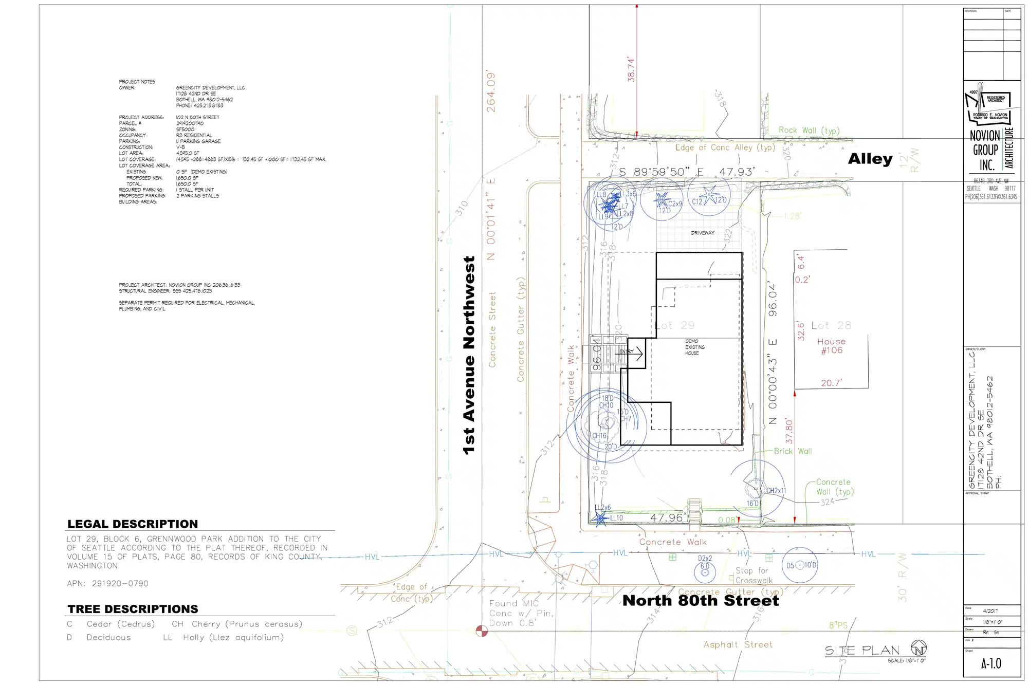 Site plan for 102 N 80th St