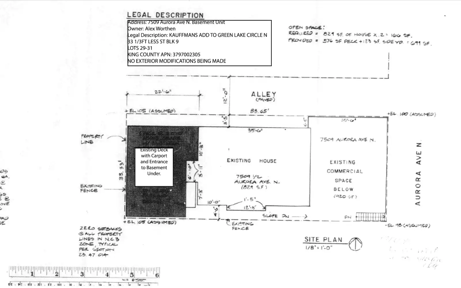 Site plan for 7509 Aurora Ave N