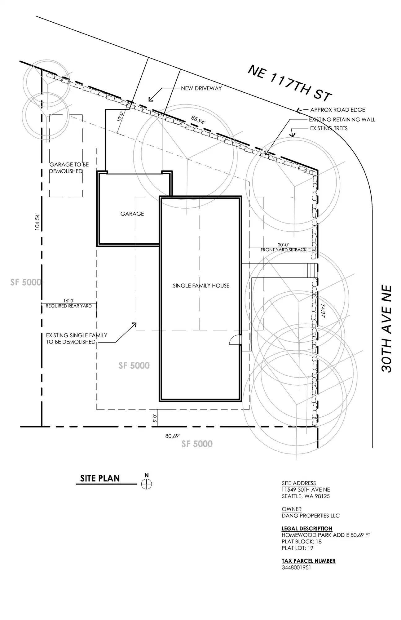 Site plan for 11549 30th Ave NE