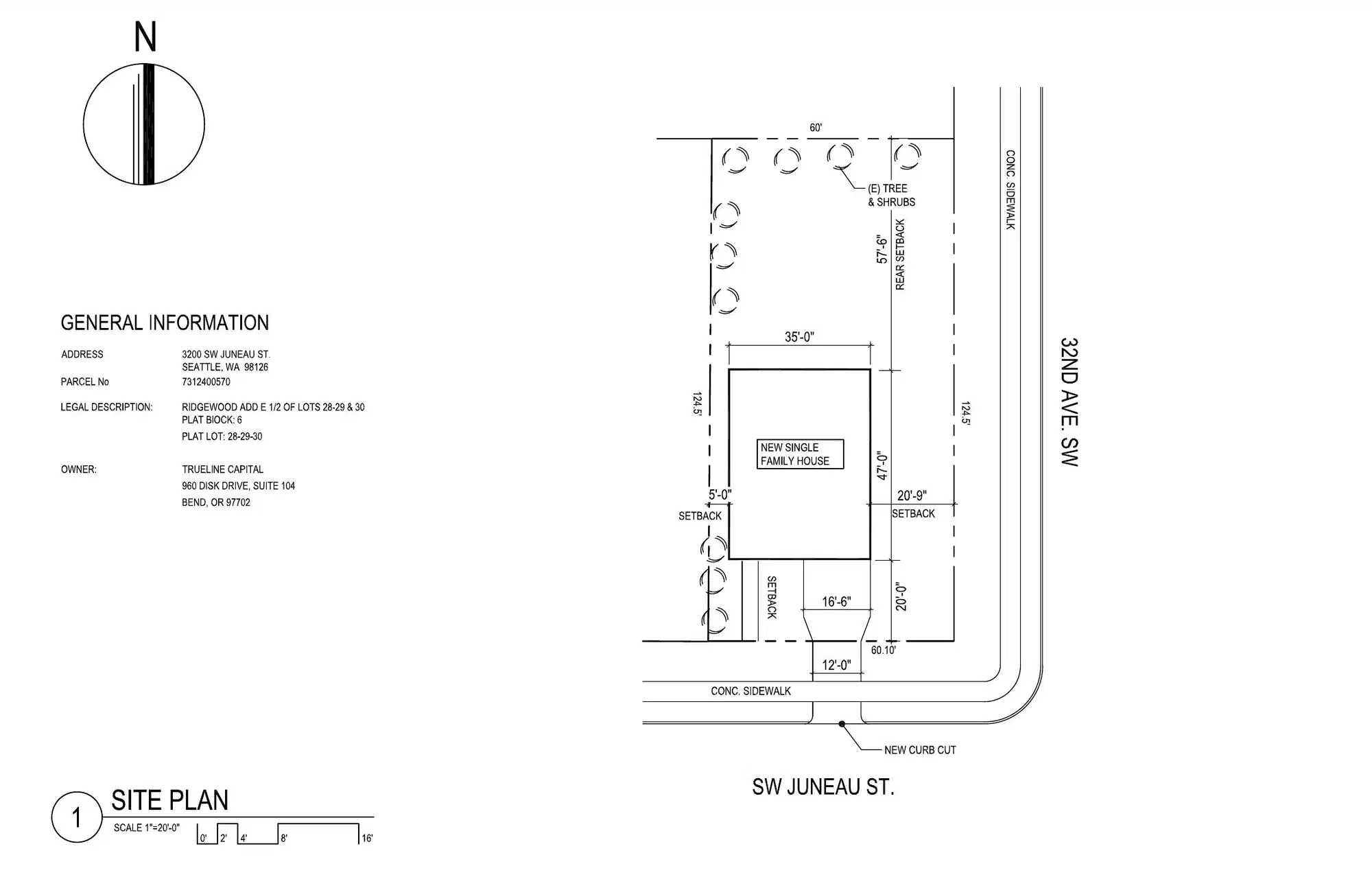 Site plan for 3200 SW Juneau St