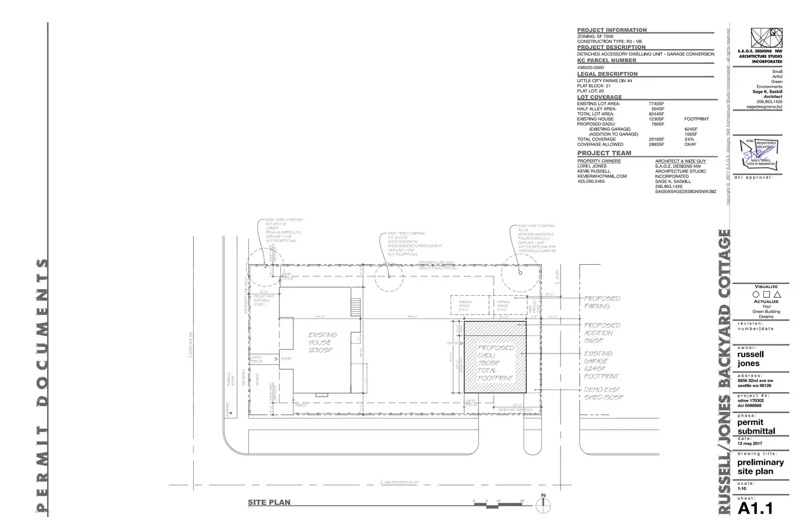 Site plan for 8856 32nd Ave SW