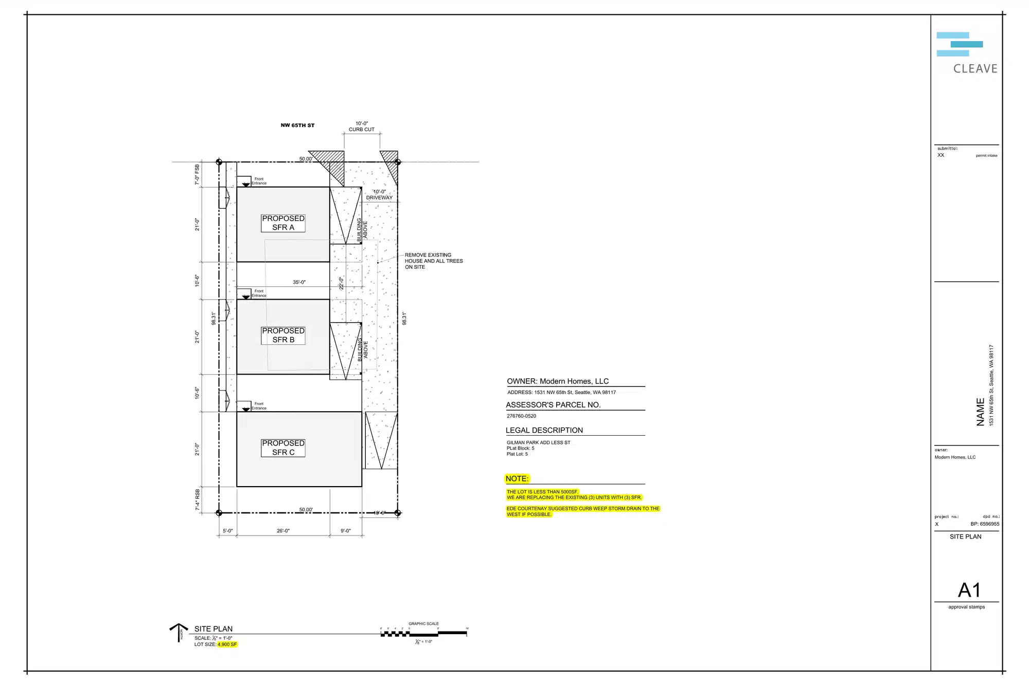 Site plan for 1531 NW 65th St