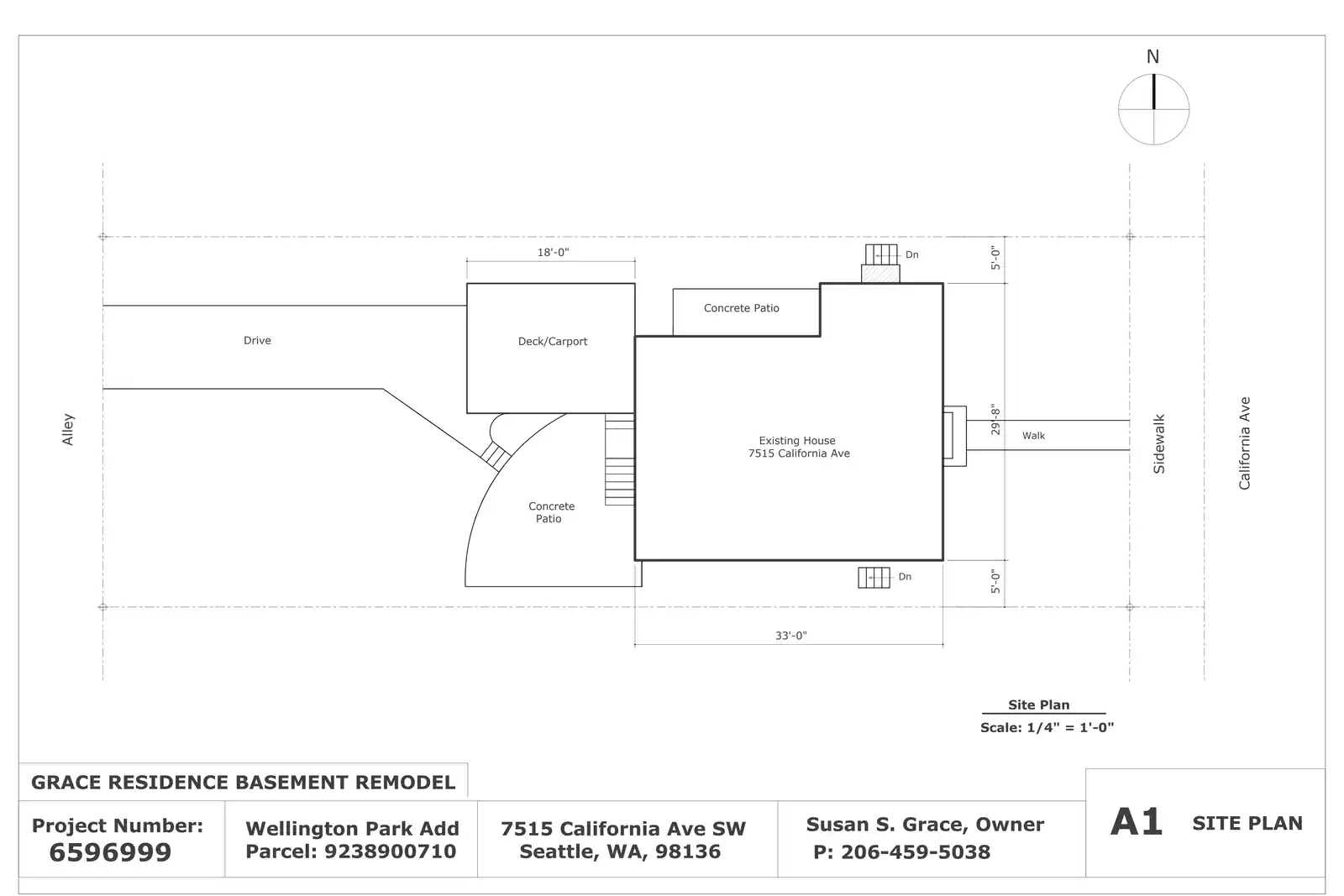 Site plan for 7515 California Ave SW