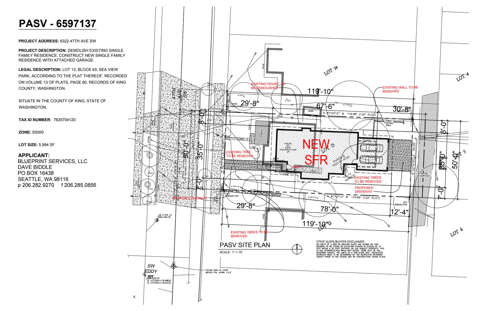 Site plan for 6322 47th Ave SW