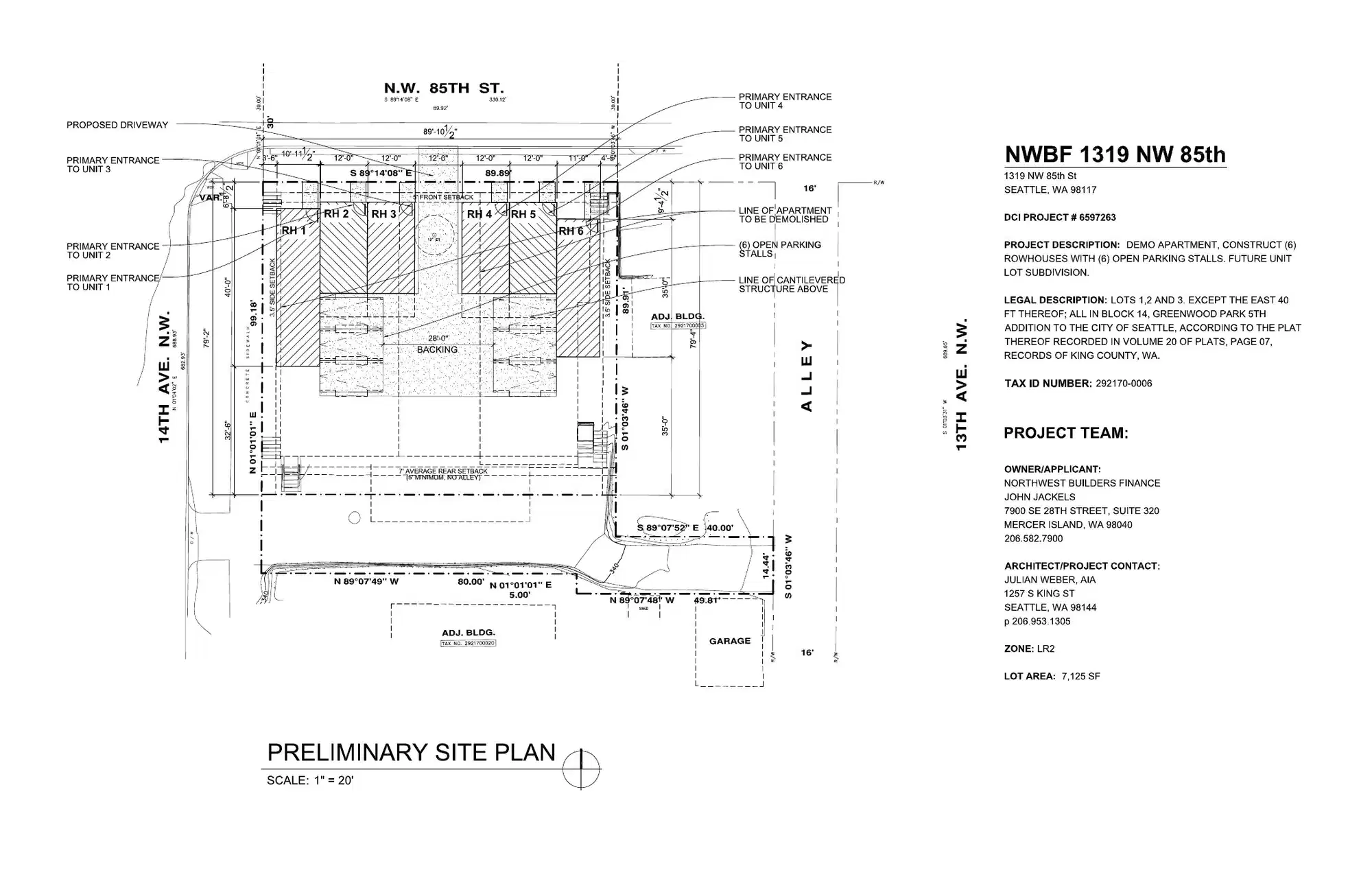 Site plan for 1319 NW 85th St