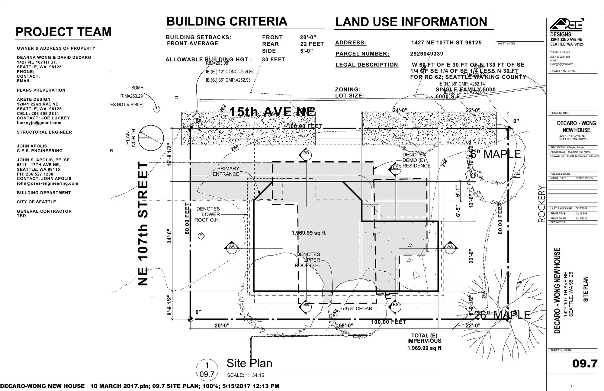 Site plan for 1427 NE 107th St