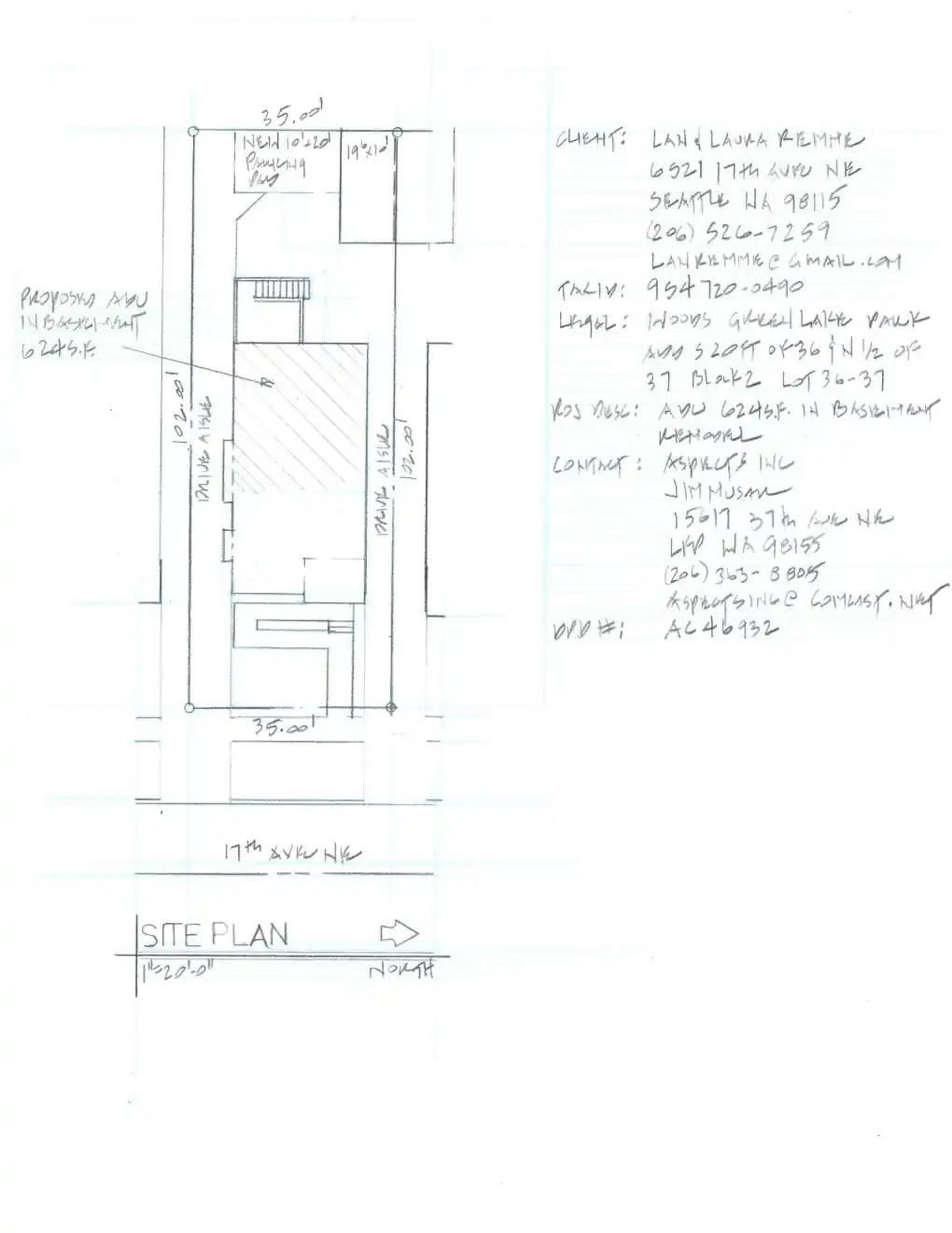 Site plan for 6521 17th Ave NE