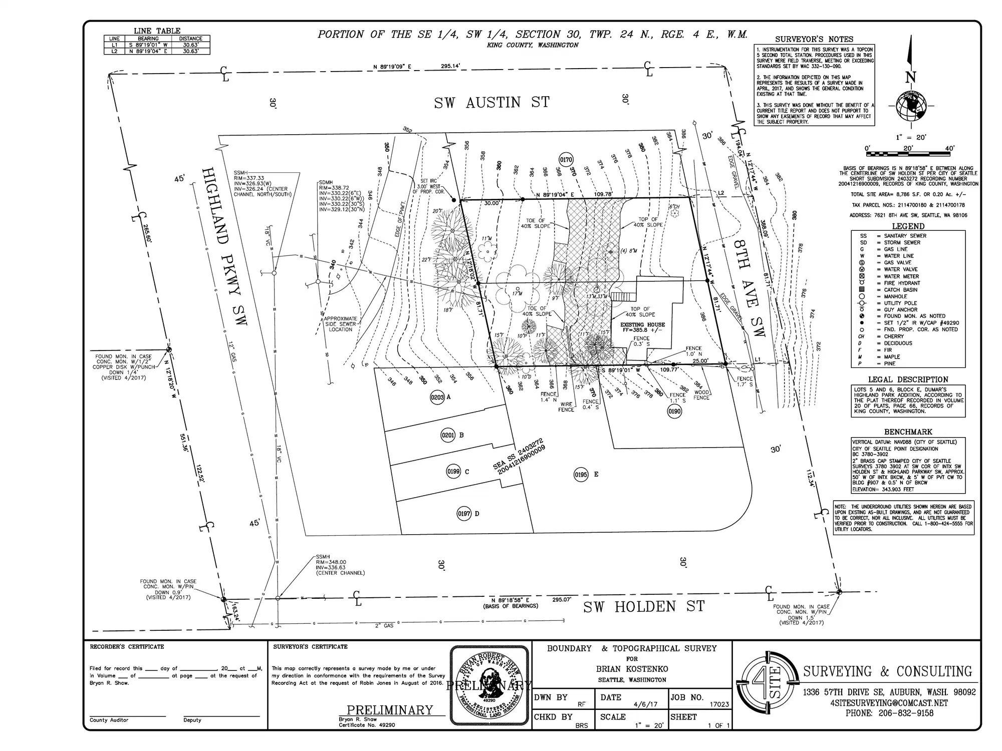 Site plan for 7621 8th Ave SW