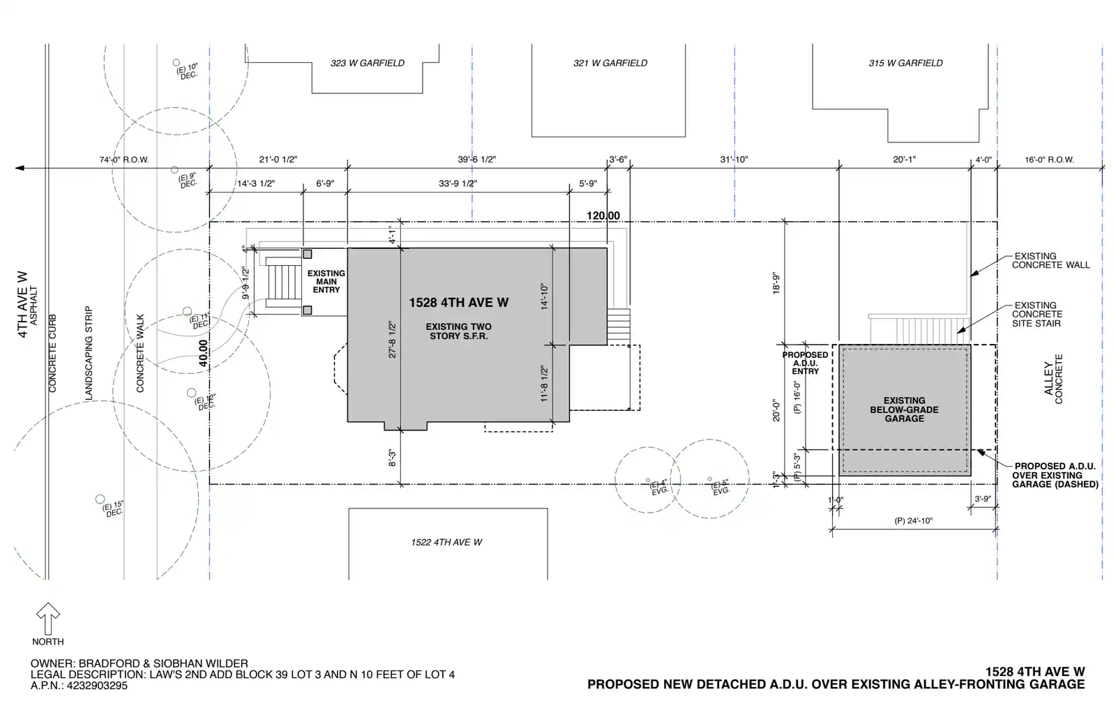 Site plan for 1528 4th Ave W