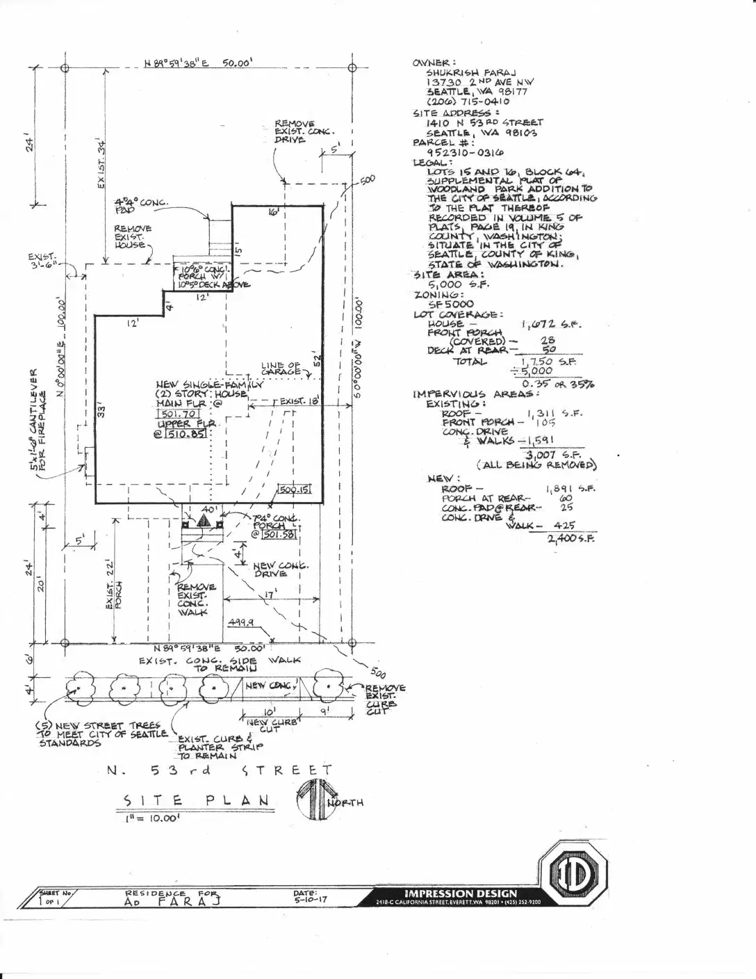 Site plan for 1410 N 53rd St