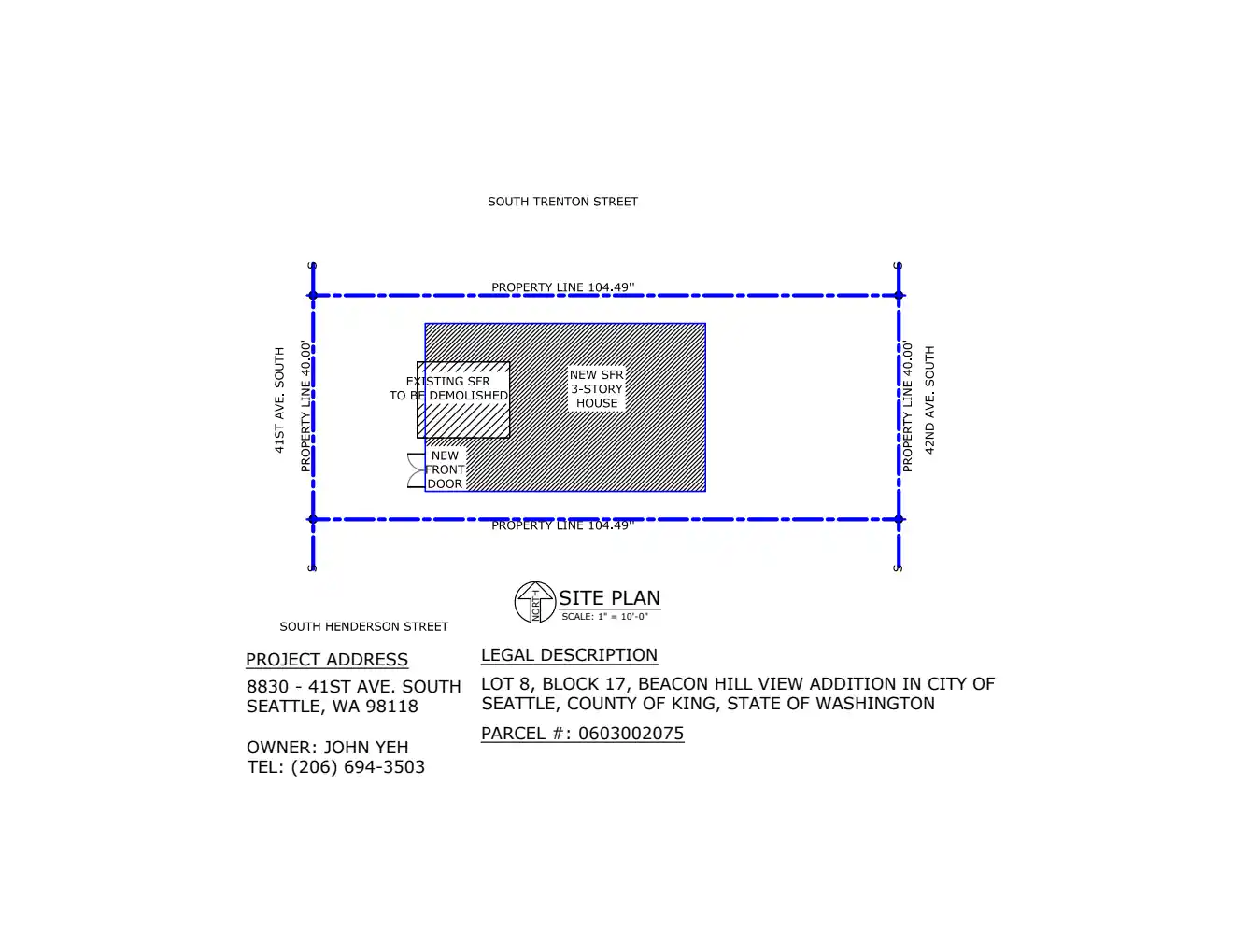 Site plan for 8830 41st Ave S