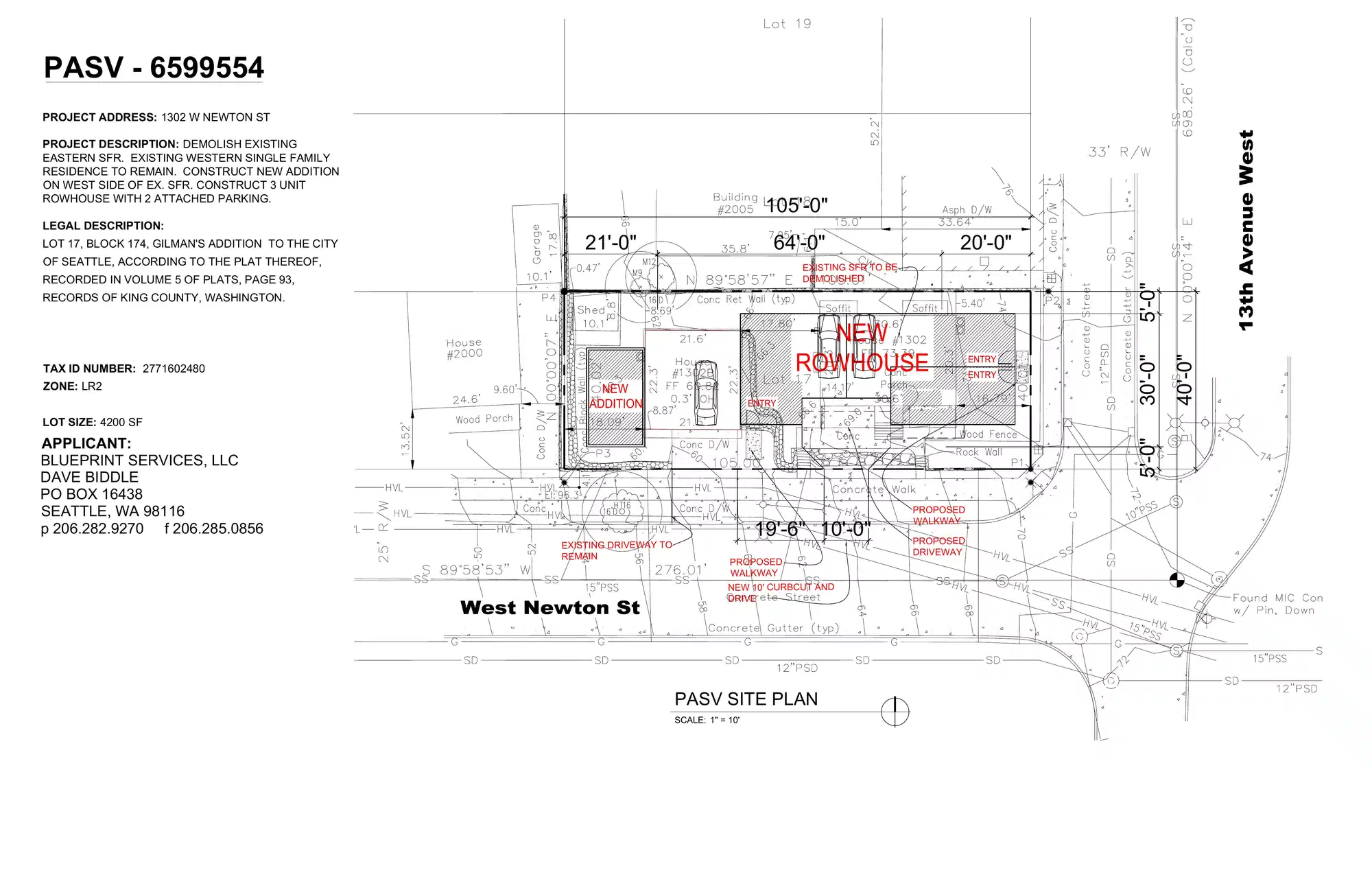 Site plan for 1302 W Newton St