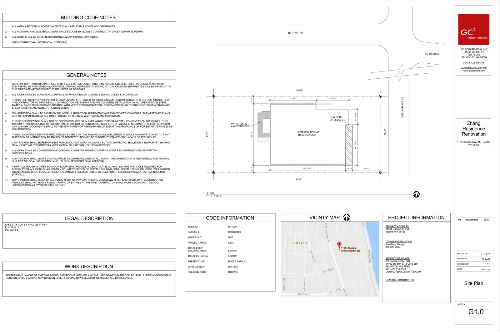 Site plan for 11351 Durland Ave NE