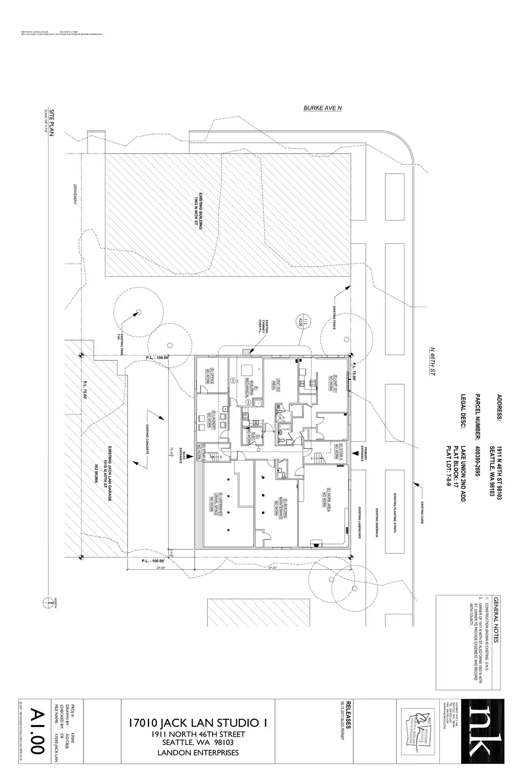 Site plan for 1911 N 46th St