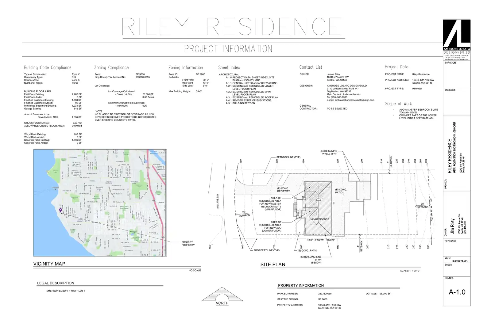 Site plan for 10040 47th Ave SW