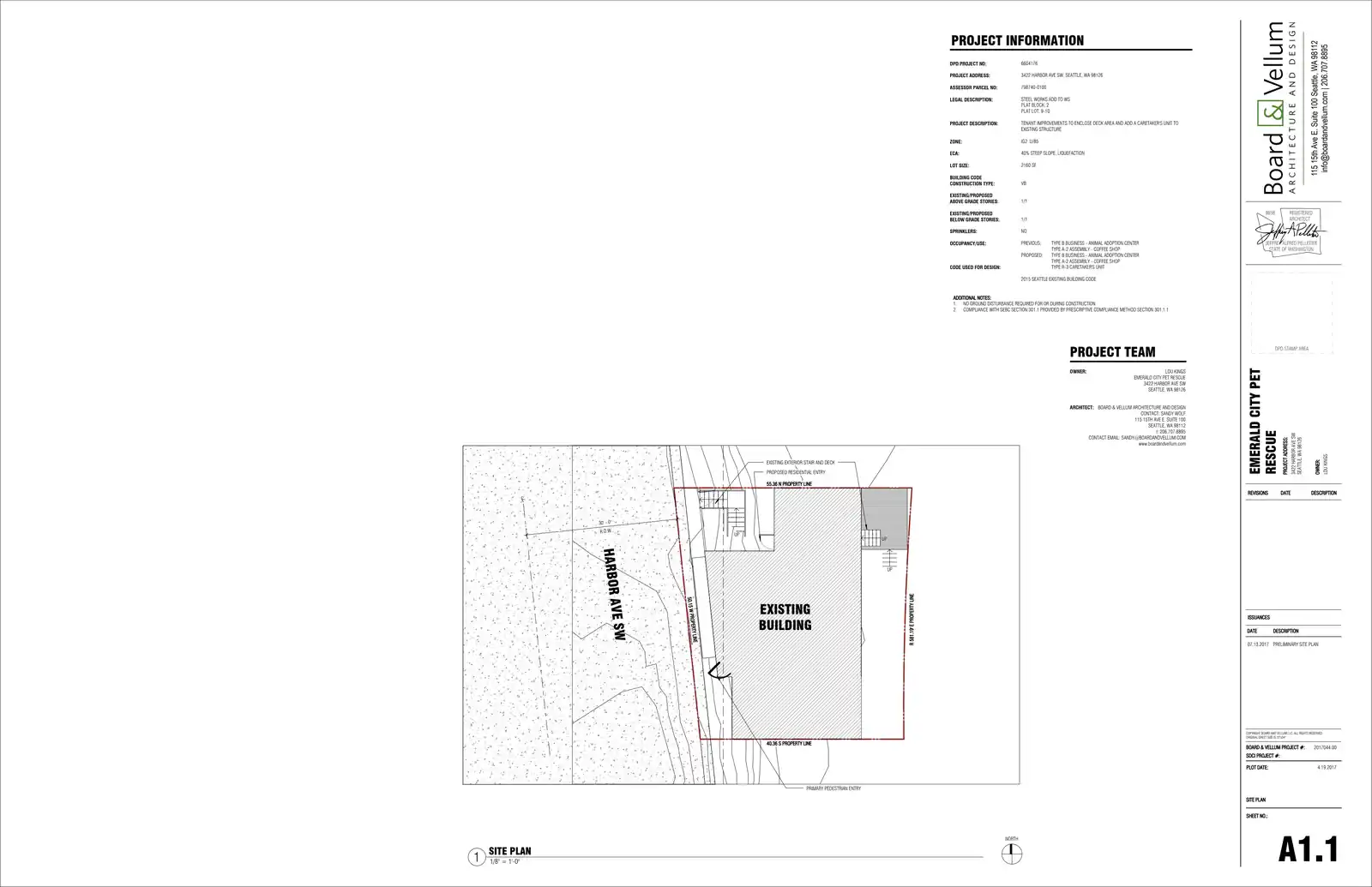 Site plan for 3422 Harbor Ave SW