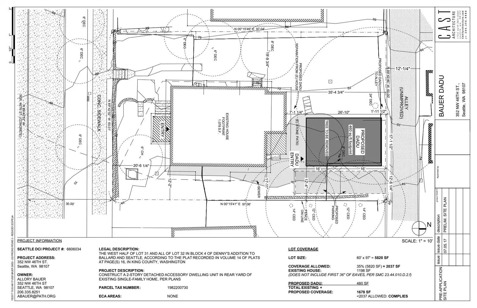 Site plan for 352 NW 46th St
