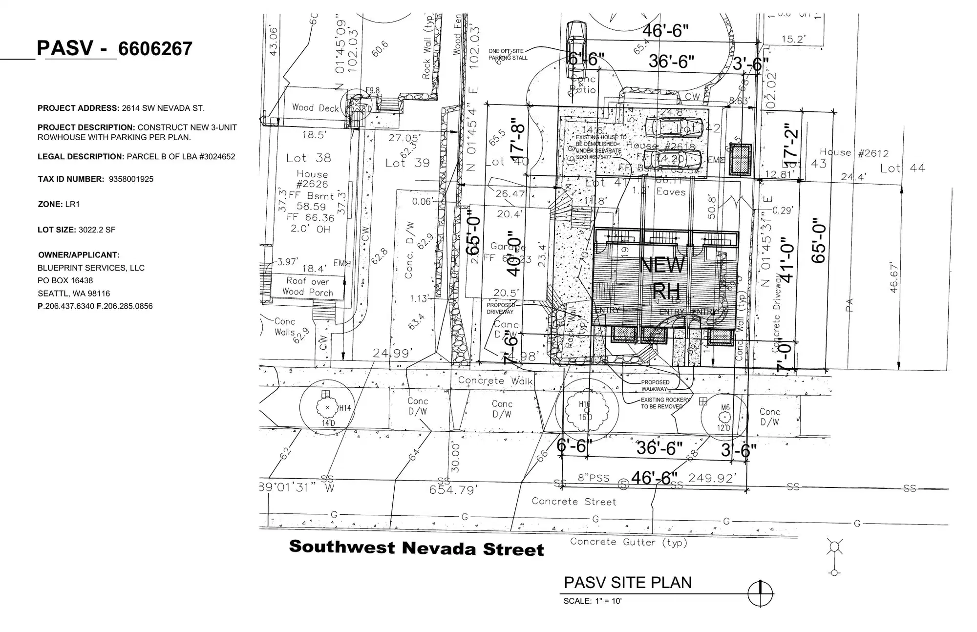 Site plan for 2614 SW Nevada St