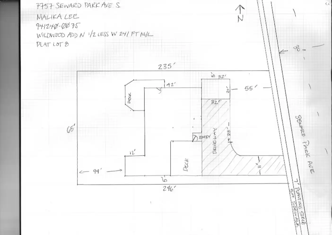 Site plan for 7757 Seward Park Ave S