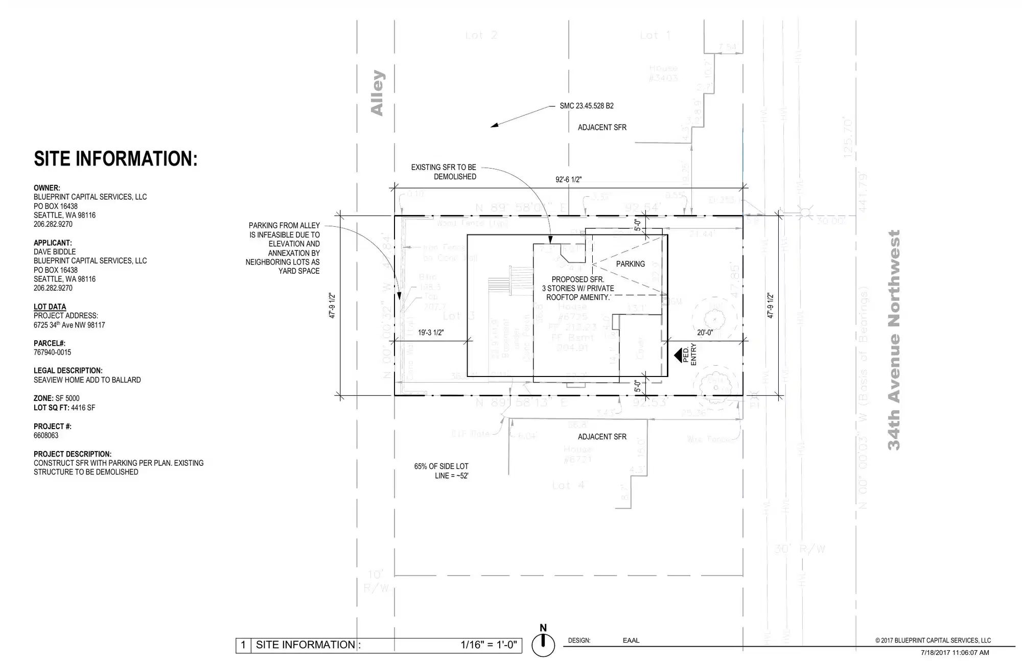 Site plan for 6725 34th Ave NW