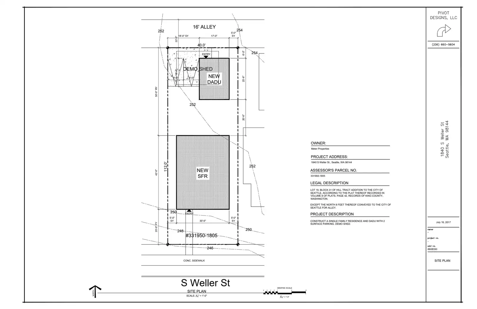 Site plan for 1836 S Weller St