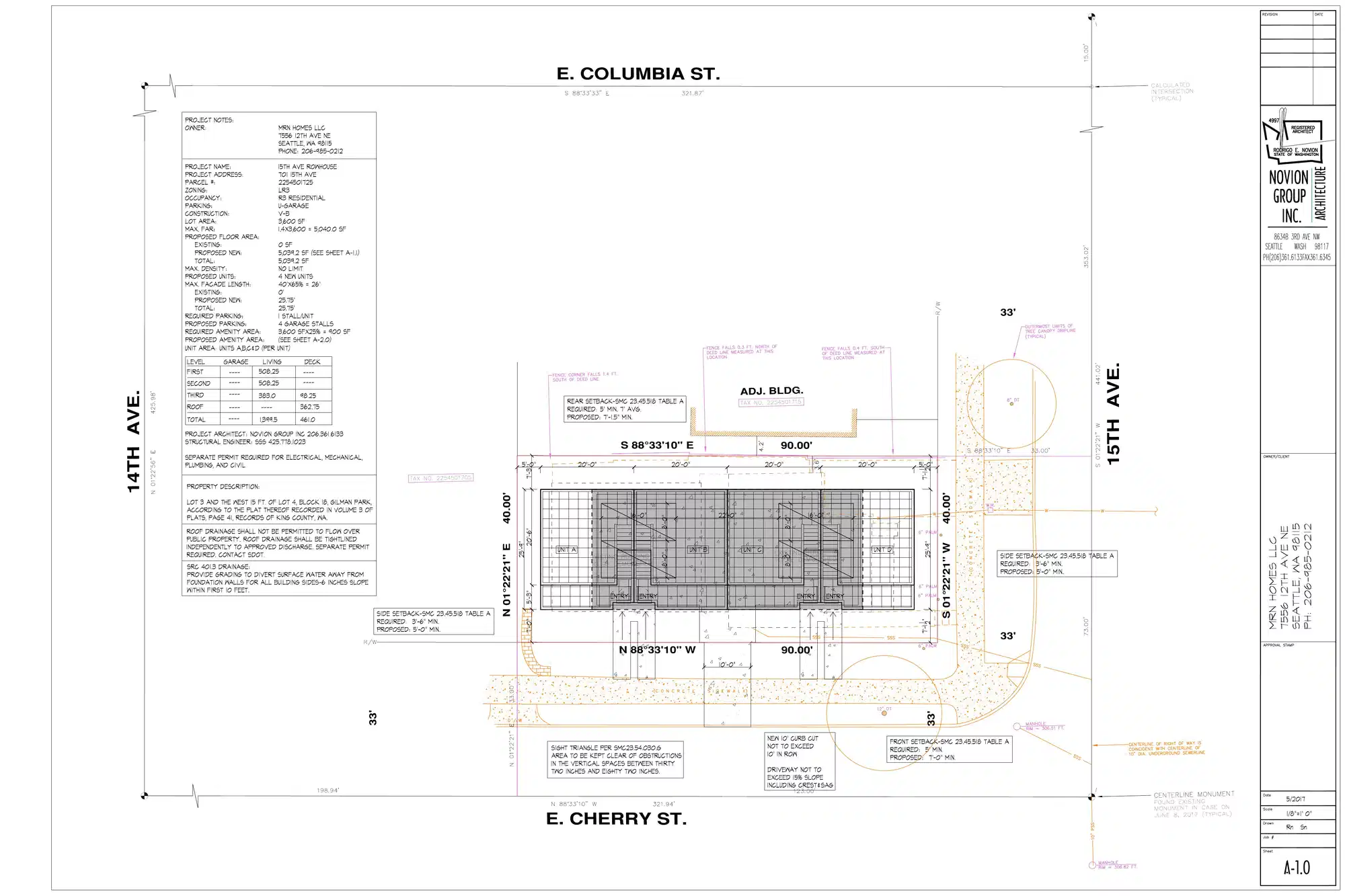 Site plan for 1420 E Cherry St