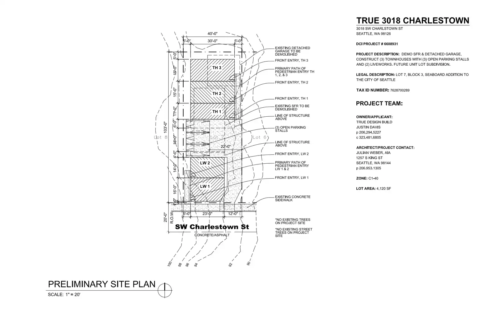 Site plan for 3020 SW Charlestown St
