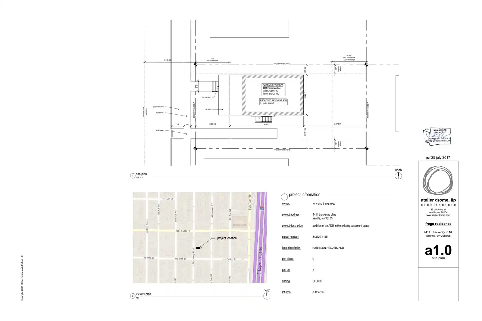 Site plan for 4414 Thackeray Pl NE