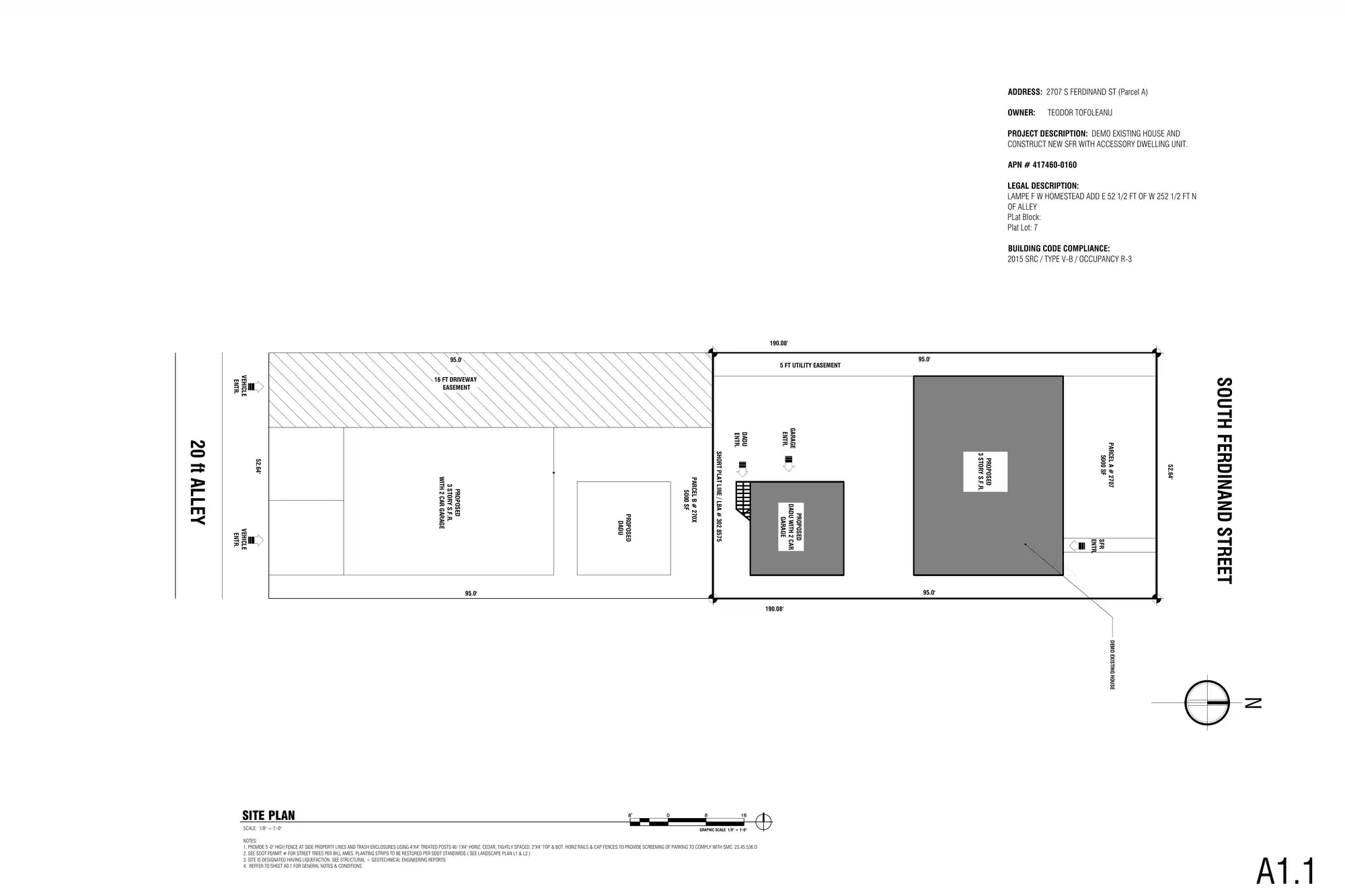 Site plan for 2709 S Ferdinand St