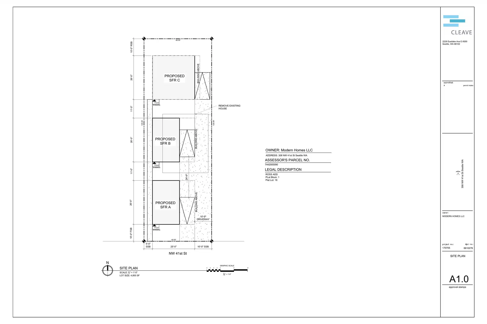 Site plan for 308 NW 41st St