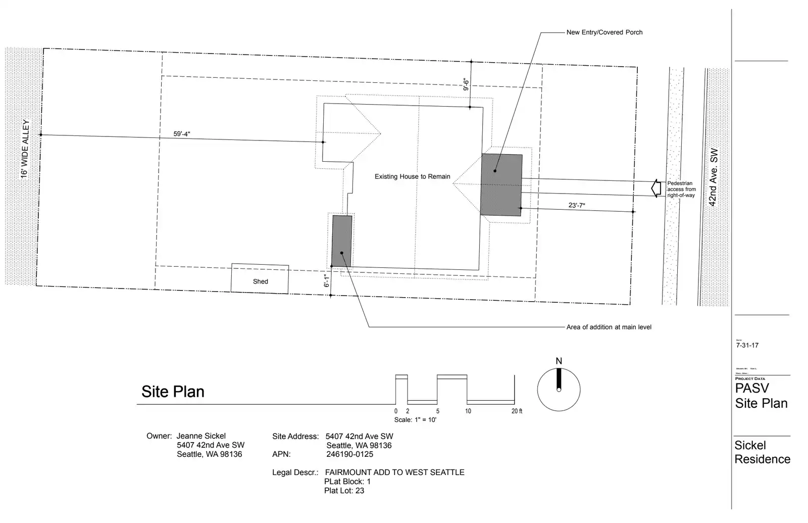 Site plan for 5407 42nd Ave SW