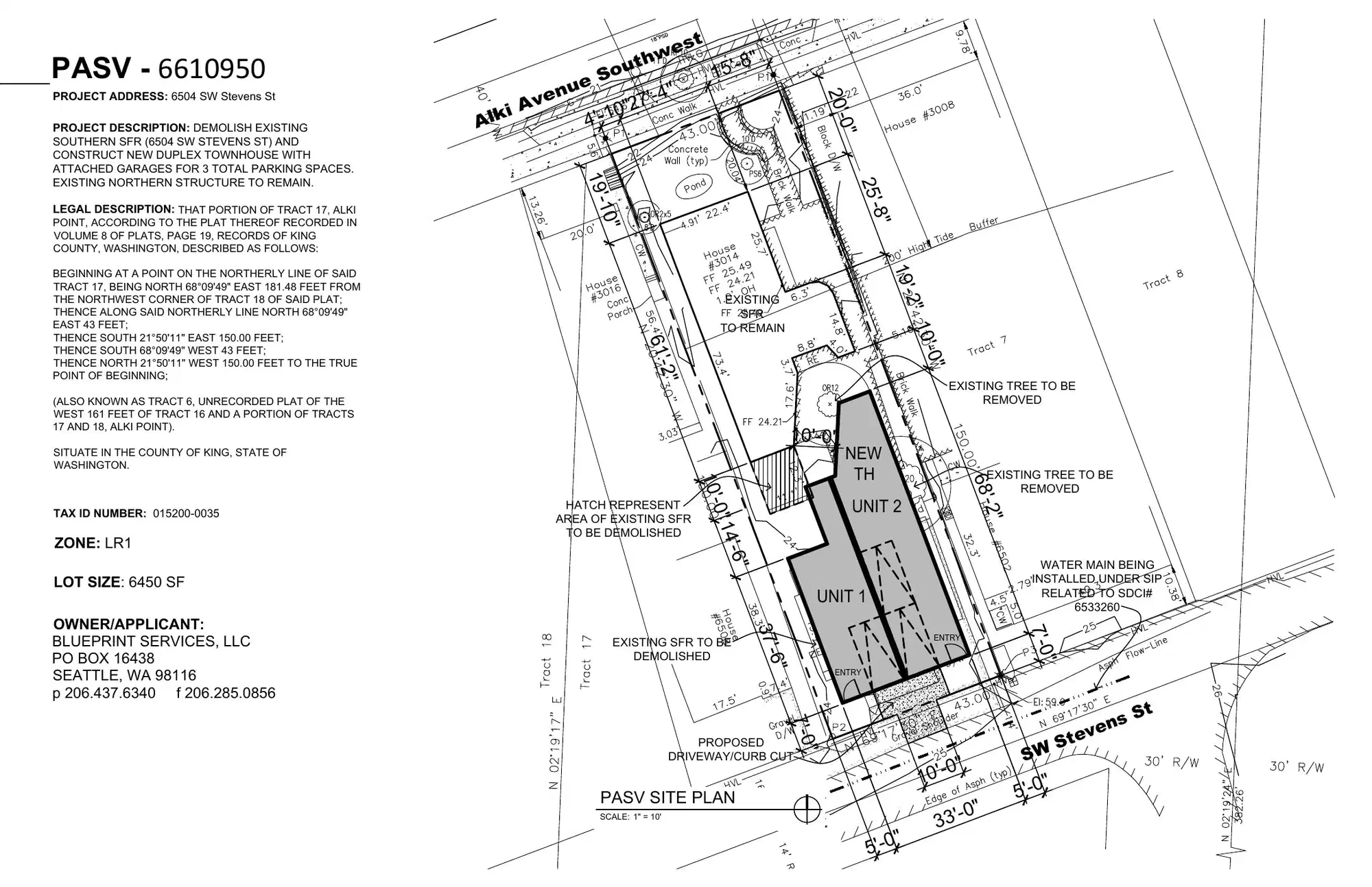 Site plan for 6504 SW Stevens St