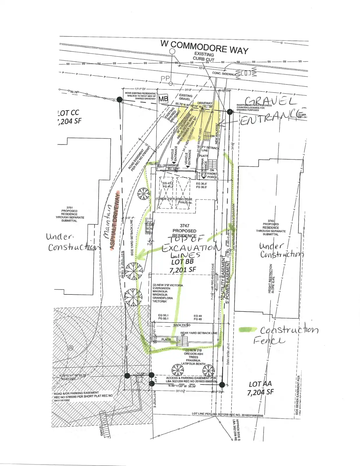 Site plan for 3747 W Commodore Way