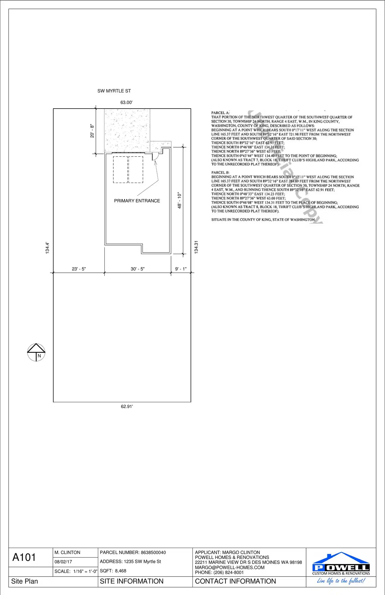 Site plan for 1235 SW Myrtle St