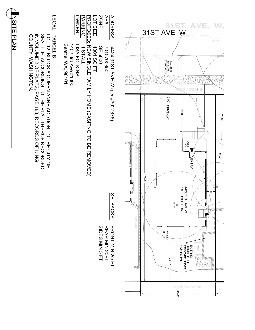 Site plan for 4422 31st Ave W
