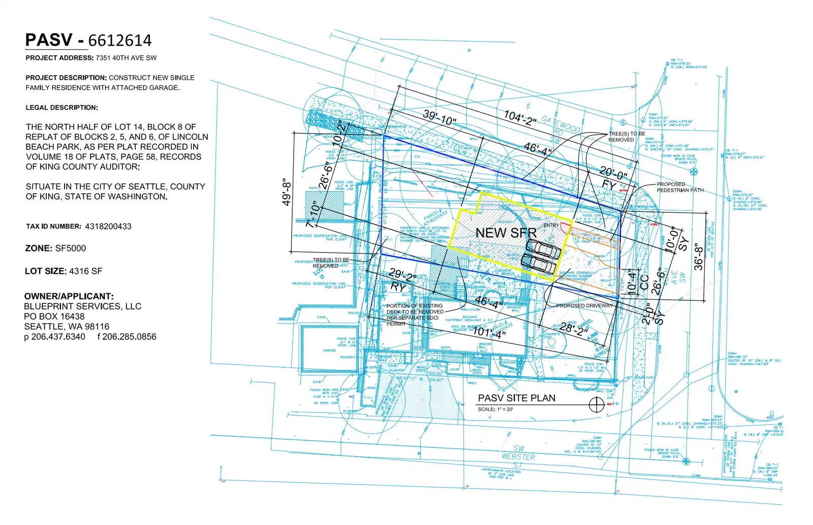 Site plan for 7351 40th Ave SW