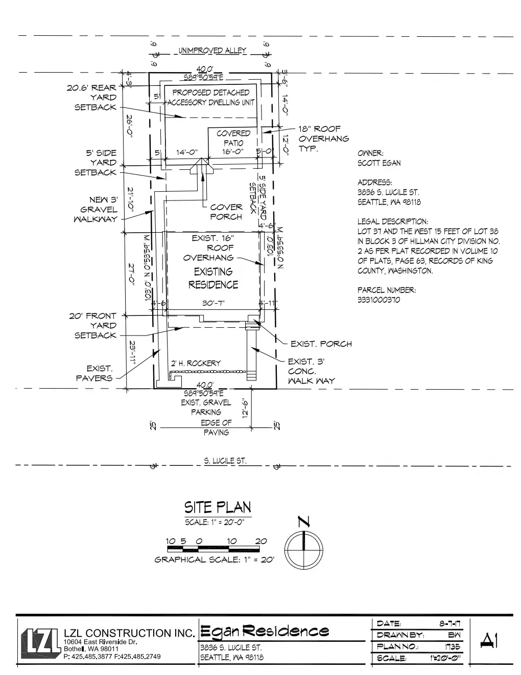 Site plan for 3836 S Lucile St