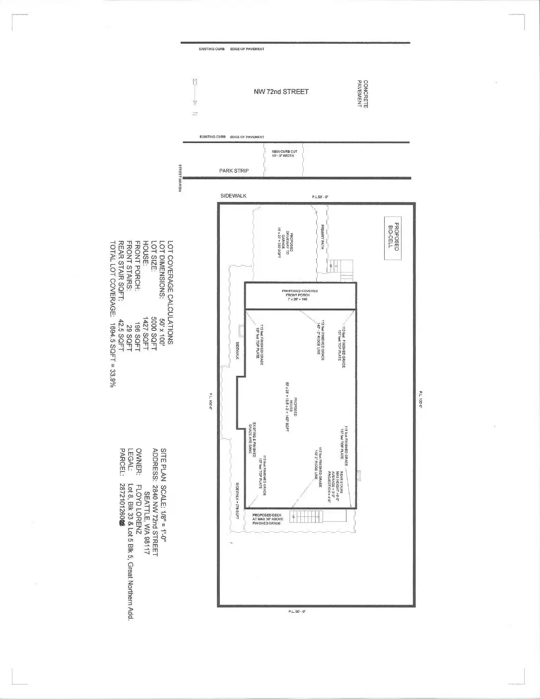 Site plan for 2840 NW 72nd St