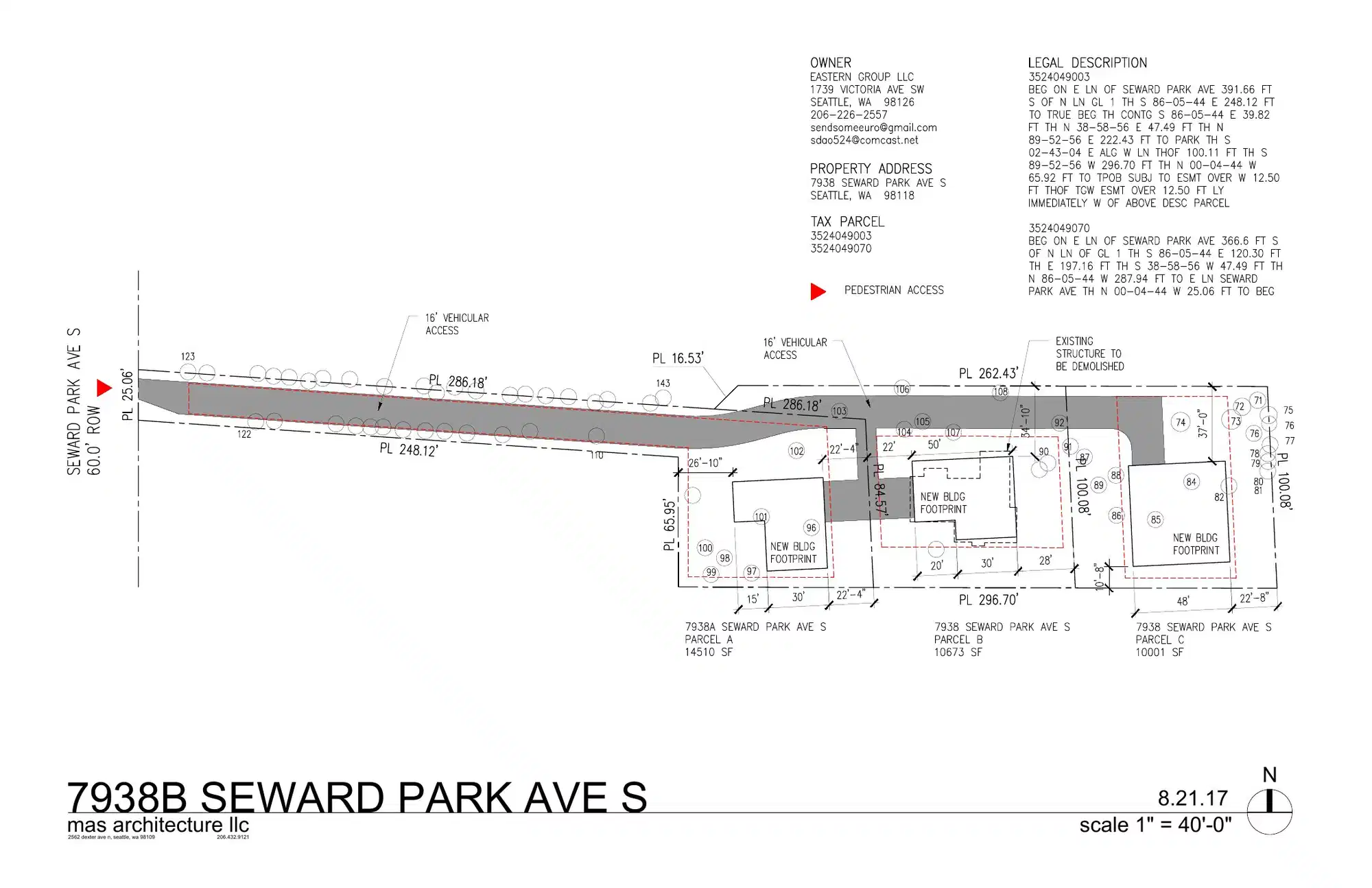 Site plan for 7938 B Seward Park Ave S