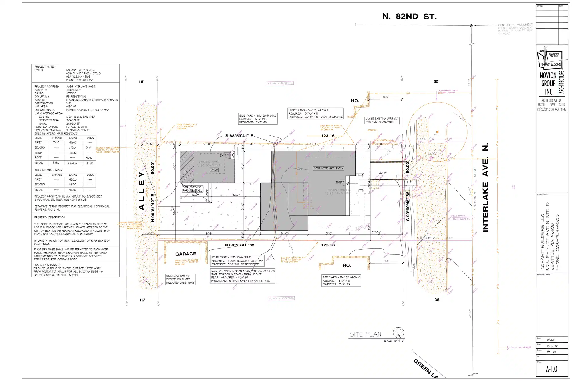 Site plan for 8039 Interlake Ave N