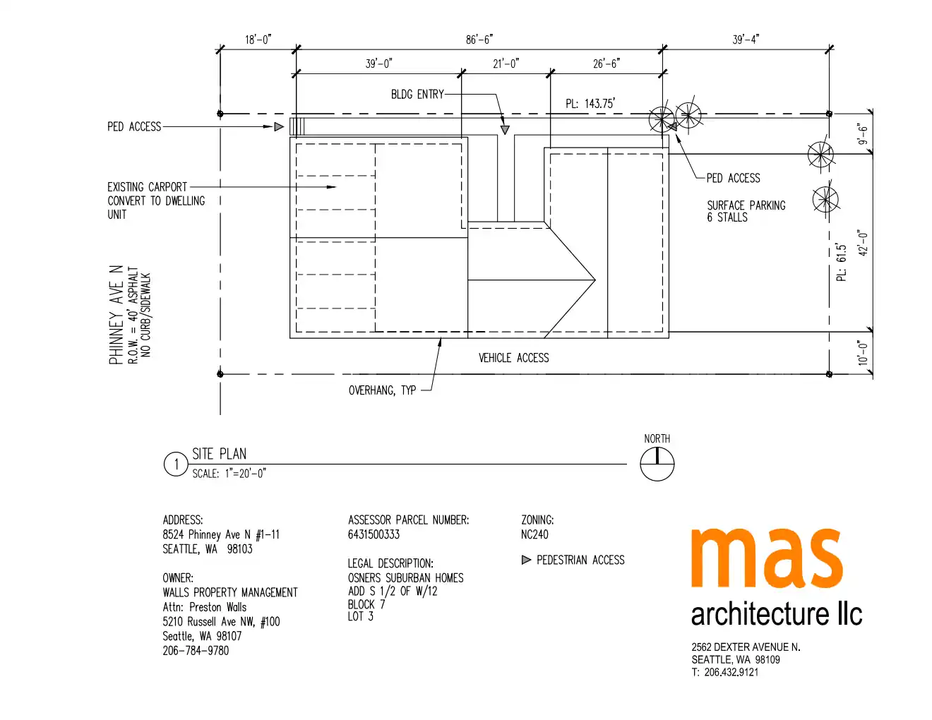 Site plan for 8524 Phinney Ave N
