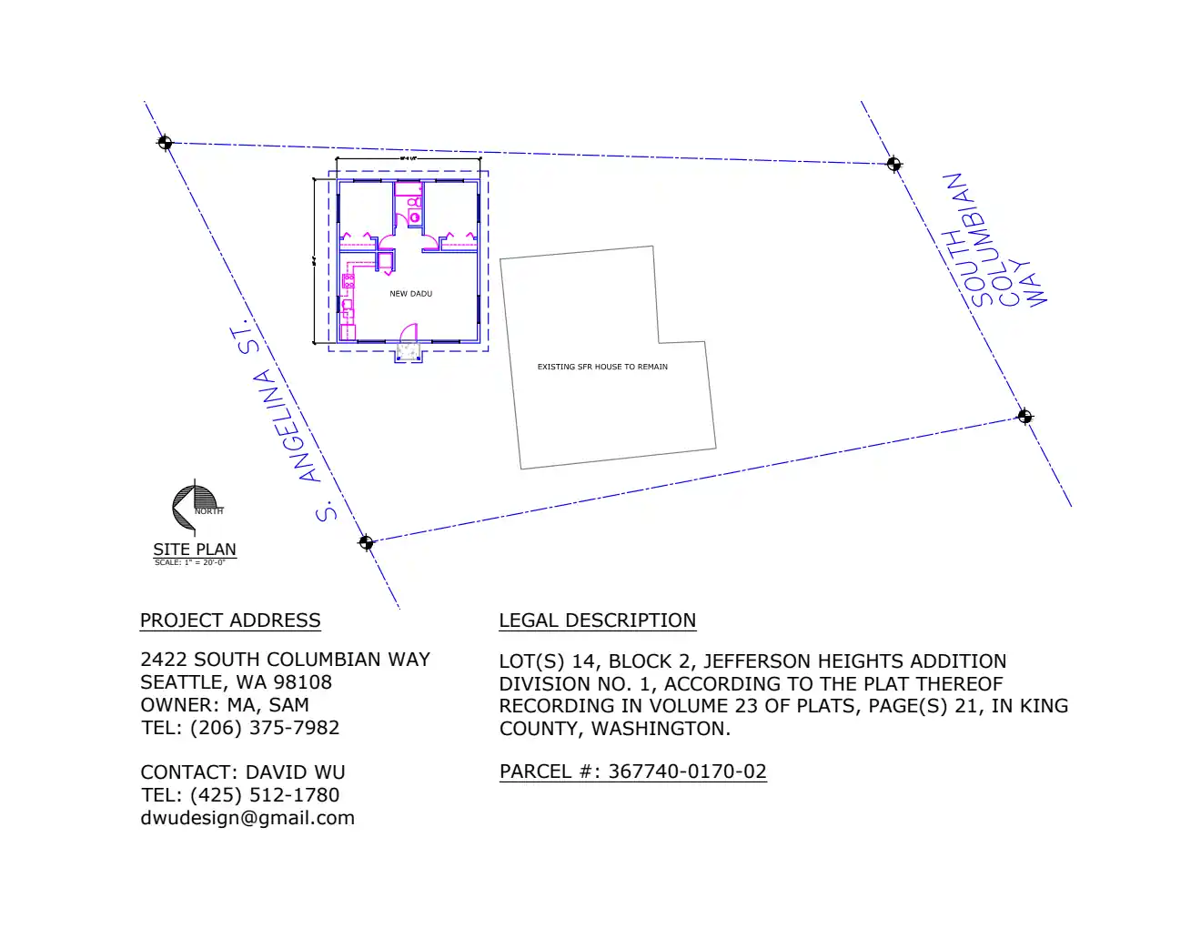 Site plan for 2422 S Columbian Way