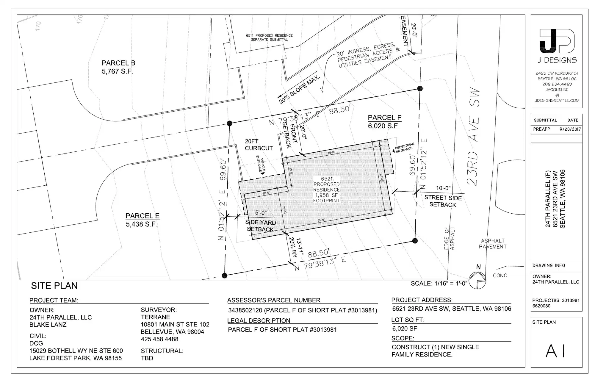 Site plan for 6521 23rd Ave SW