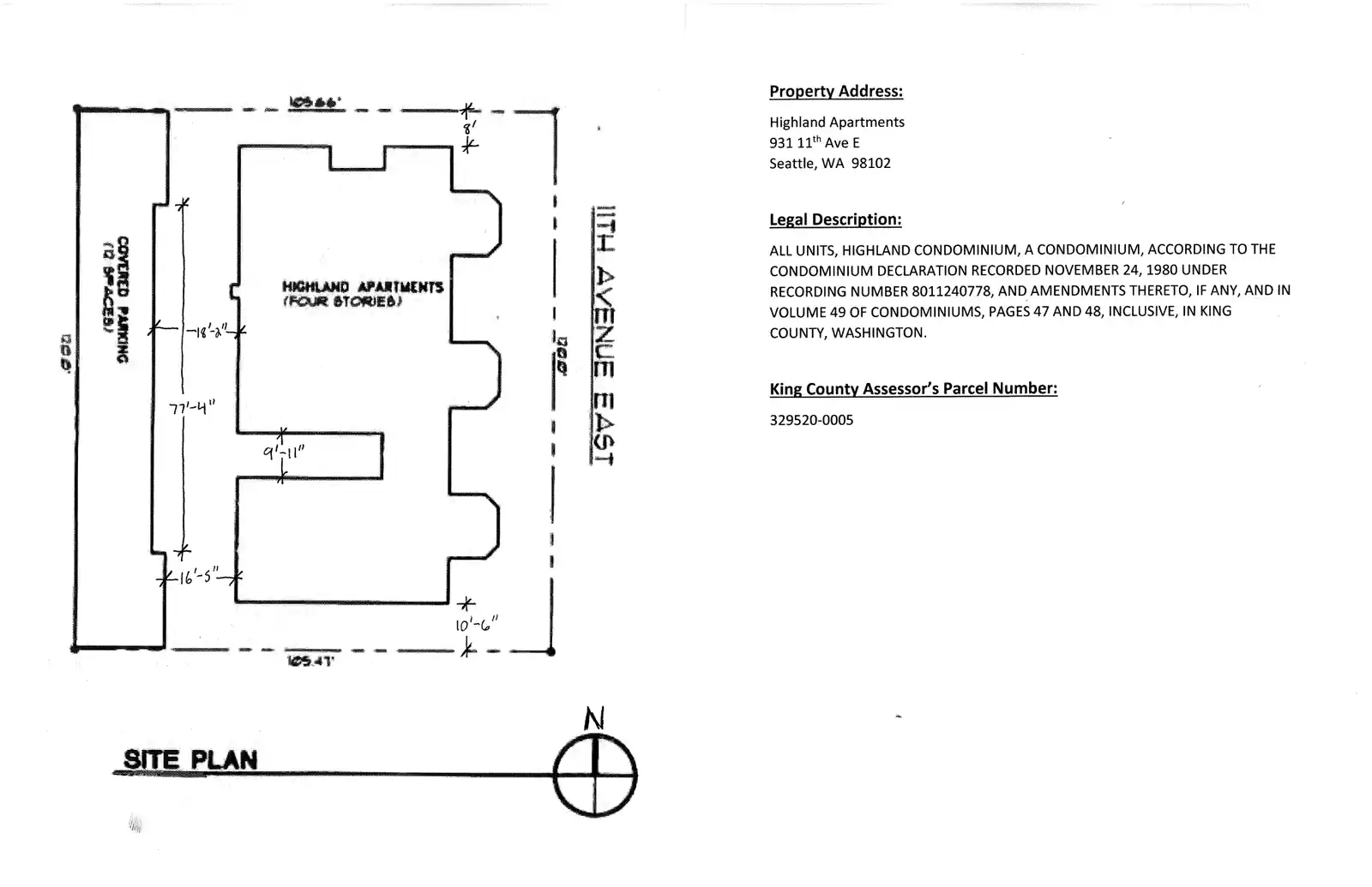 Site plan for 931 11th Ave E