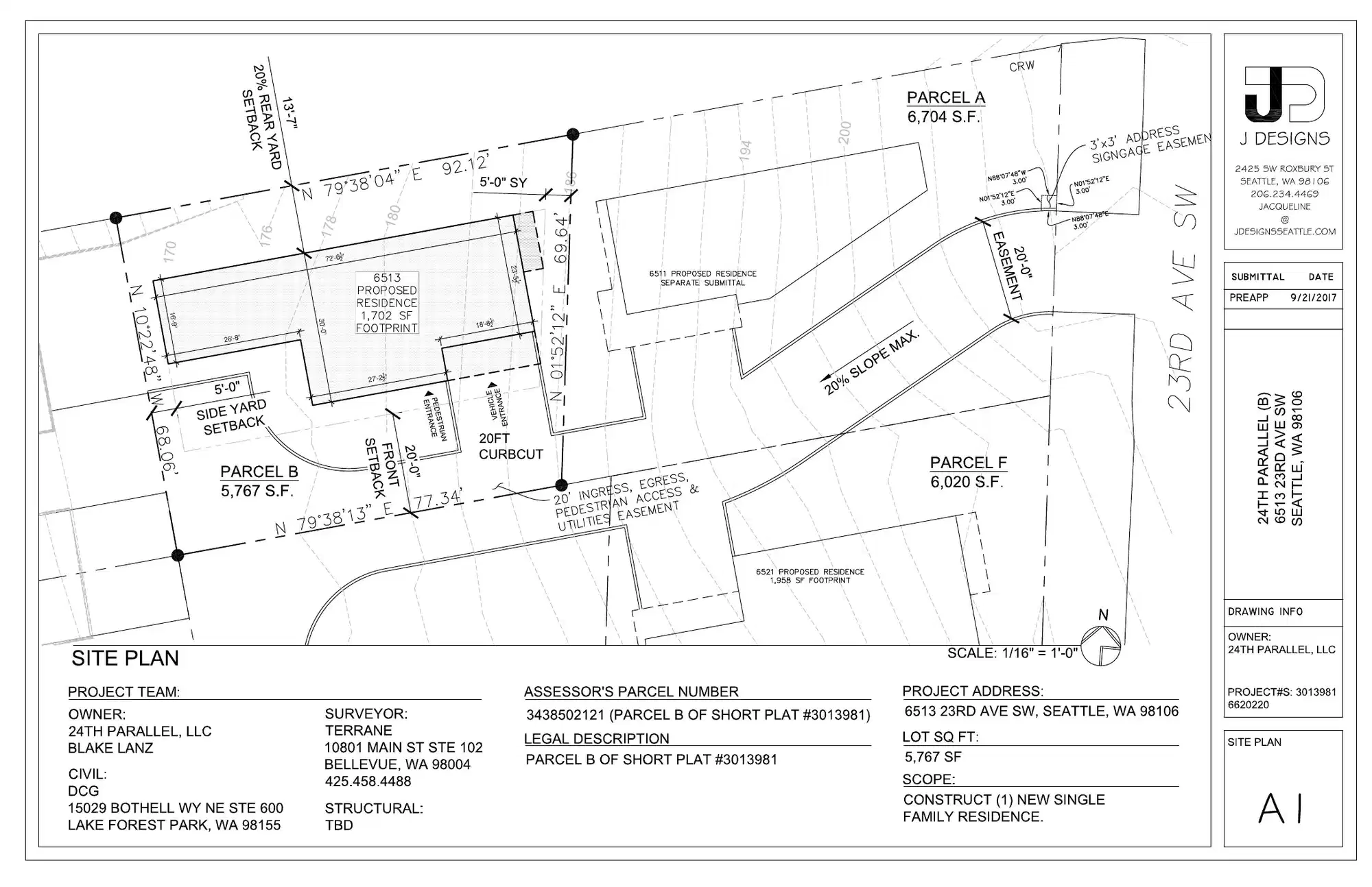 Site plan for 6513 23rd Ave SW